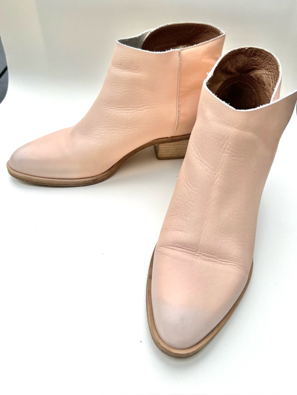 Garnet Hill Italian Leather Ankle Boots | Peachy Beige Minimalist Booties